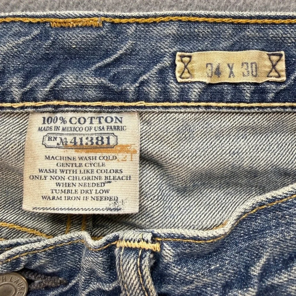 Polo Ralph Lauren Straight Leg Jeans Men 34x30 (FIT 35x30) Blue Denim Distressed